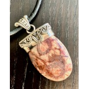 410 Collier jaspe oeil d'oiseau,argent sterling